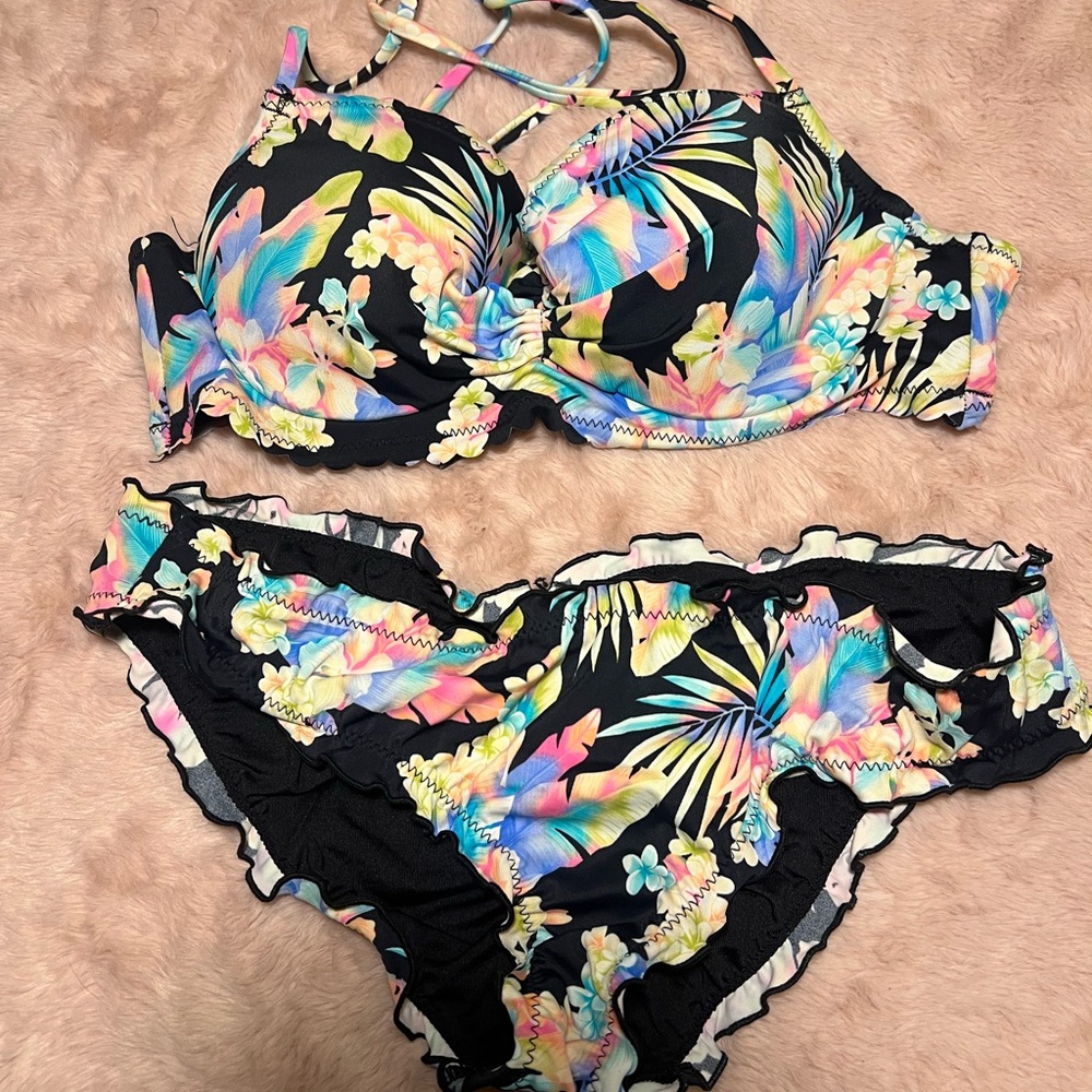 Coco Rave Black Tropical Floral Bikini